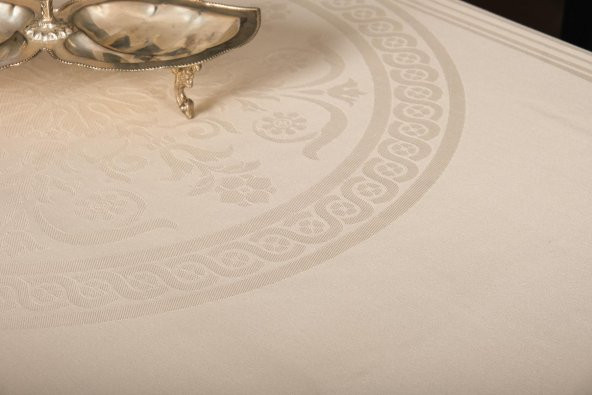 Finezza Lida Lüx Jakar BambuKumaş Bej Masa Örtüsü 160x280 cm - 1258 - Resim 5