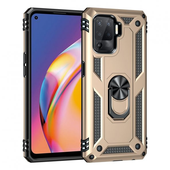 Oppo Reno 5 Lite Kılıf Sofya Yüzüklü Standlı Silikon Kılıf - 10