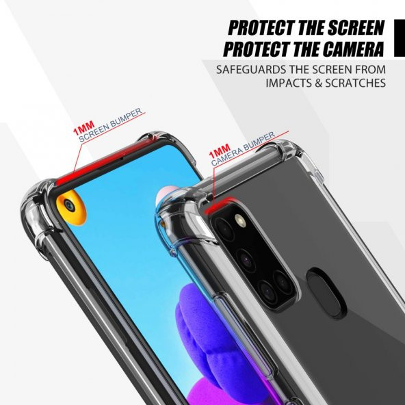 Samsung Galaxy A21S Kılıf Antishock Darbe Emici Şeffaf Silikon - 3