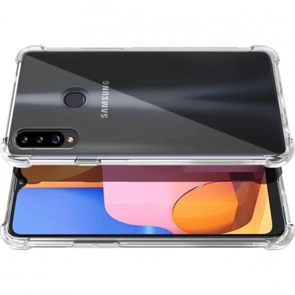 Samsung Galaxy A20S Kılıf Antishock Darbe Emici Şeffaf Silikon - Resim 2