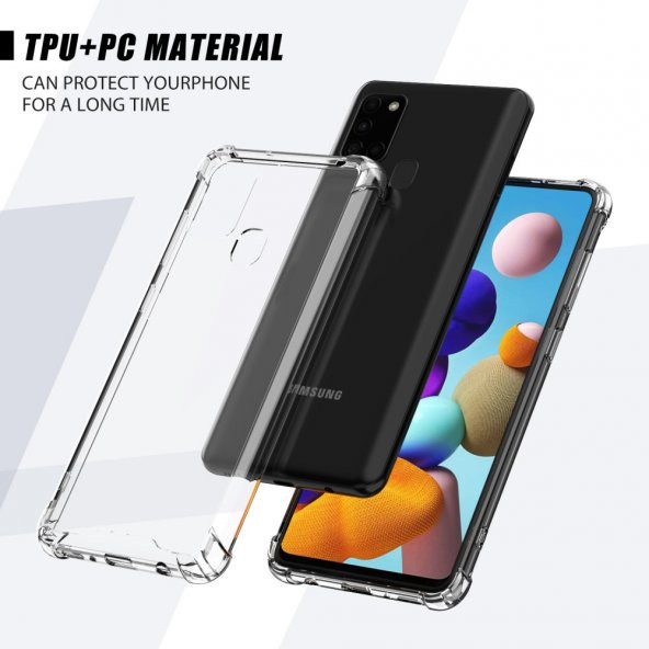 Samsung Galaxy A21S Kılıf Antishock Darbe Emici Şeffaf Silikon - 6
