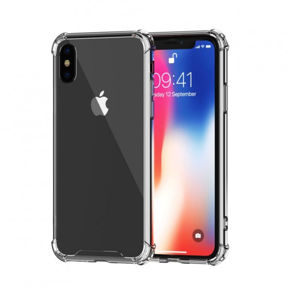 Apple iPhone X/XS Kılıf Antishock Darbe Emici Şeffaf Sert Silikon