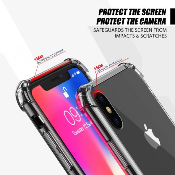 Apple iPhone X/XS Kılıf Antishock Darbe Emici Şeffaf Sert Silikon - 3