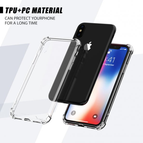 Apple iPhone X/XS Kılıf Antishock Darbe Emici Şeffaf Sert Silikon - 6