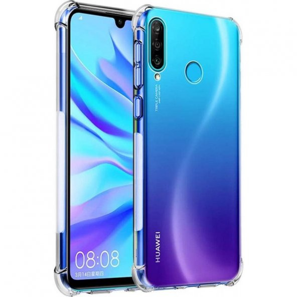 Huawei P30 Lite Kılıf Antishock Darbe Emici Şeffaf Sert Silikon