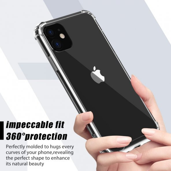 Apple iPhone 11 Kılıf Antishock Darbe Emici Şeffaf Sert Silikon - 4
