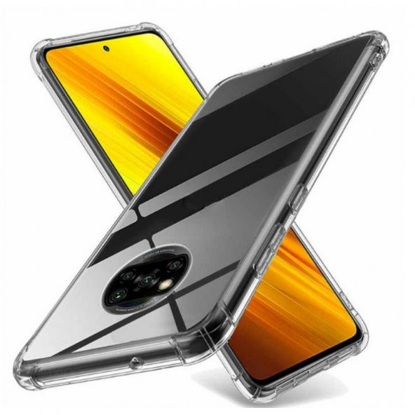 Xiaomi Pocophone X3 NFC Kılıf Antishock Darbe Emici Şeffaf Silikon ürün görseli