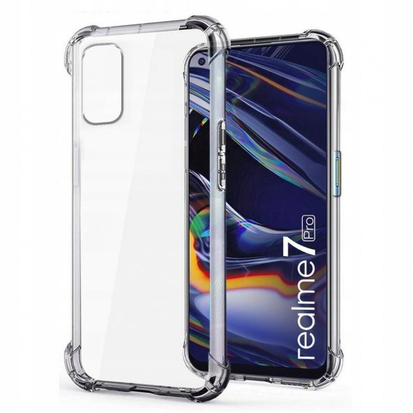 Realme 7 Pro Kılıf Antishock Darbe Emici Şeffaf Sert Silikon