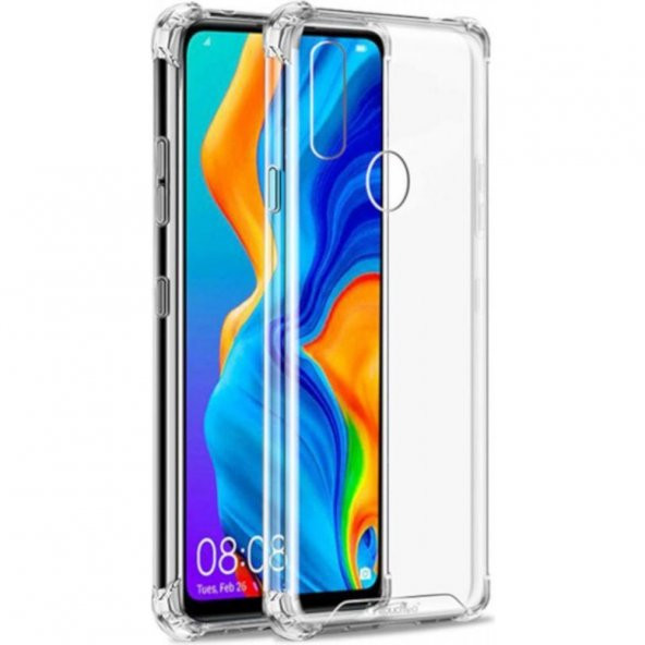 Huawei P40 Lite E Kılıf Antishock Darbe Emici Şeffaf Sert Silikon ürün görseli