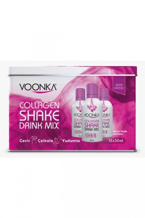 Voonka Collagen Beauty Shake Drink Mix Beyaz Üzüm Aromalı Koajen 15x50ml