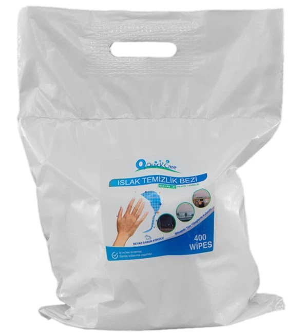 QUICKCARE Dezenfektanlı Yüzey Temizlik Havlusu 400 Yaprak, YEDEK POŞET Beyaz Sabun Kokulu - 4