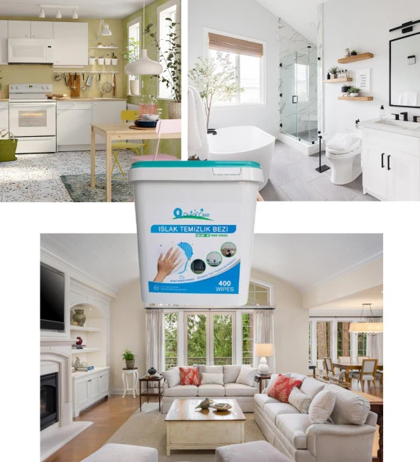 QUICKCARE Dezenfektanlı Yüzey Temizlik Havlusu 400 Yaprak, YEDEK POŞET Beyaz Sabun Kokulu - 8
