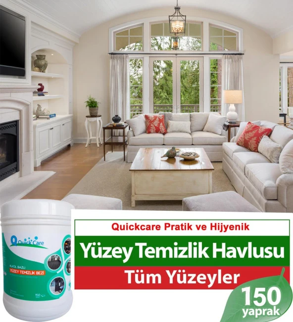 QUICKCARE Dezenfektanlı Yüzey Temizlik Havlusu 150 Yaprak- Limon Kokulu