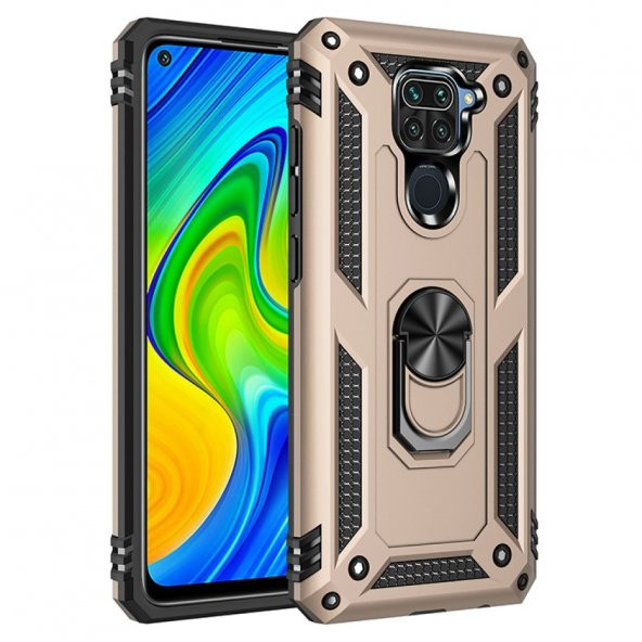 Xiaomi Redmi Note 9 Kılıf Sofya Yüzüklü Standlı Korumalı Kılıf - 5