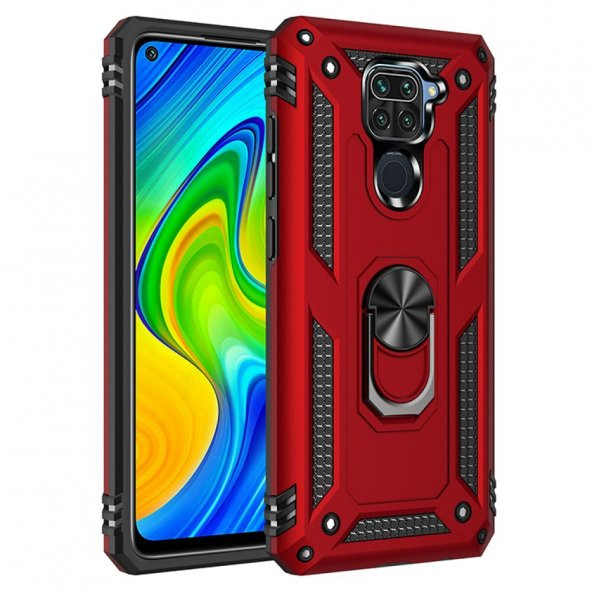 Xiaomi Redmi Note 9 Kılıf Sofya Yüzüklü Standlı Korumalı Kılıf - 7