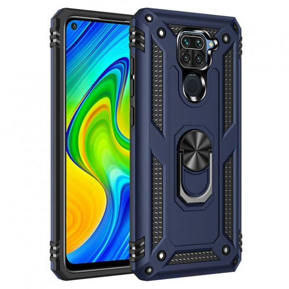 Xiaomi Redmi Note 9 Kılıf Sofya Yüzüklü Standlı Korumalı Kılıf - 8