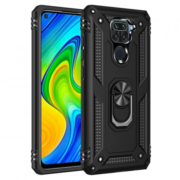 Xiaomi Redmi Note 9 Kılıf Sofya Yüzüklü Standlı Korumalı Kılıf - 9