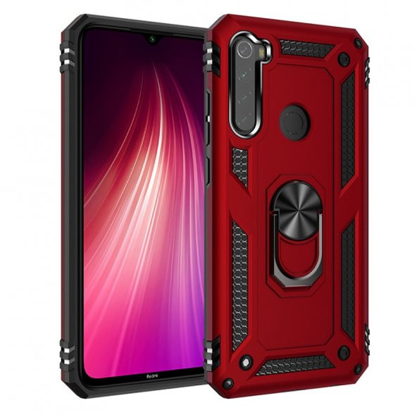 Xiaomi Redmi Note 8 Kılıf Sofya Yüzüklü Standlı Korumalı Kılıf