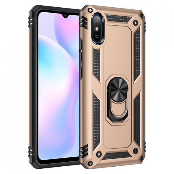 Xiaomi Redmi 9A Kılıf Sofya Yüzüklü Standlı Korumalı Kılıf