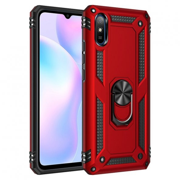 Xiaomi Redmi 9A Kılıf Sofya Yüzüklü Standlı Korumalı Kılıf - 6