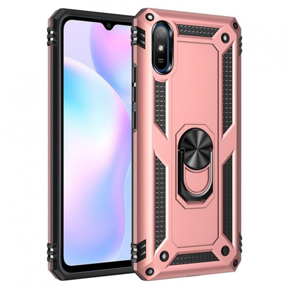 Xiaomi Redmi 9A Kılıf Sofya Yüzüklü Standlı Korumalı Kılıf - 8