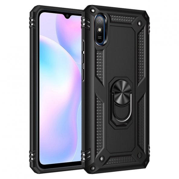 Xiaomi Redmi 9A Kılıf Sofya Yüzüklü Standlı Korumalı Kılıf - 9
