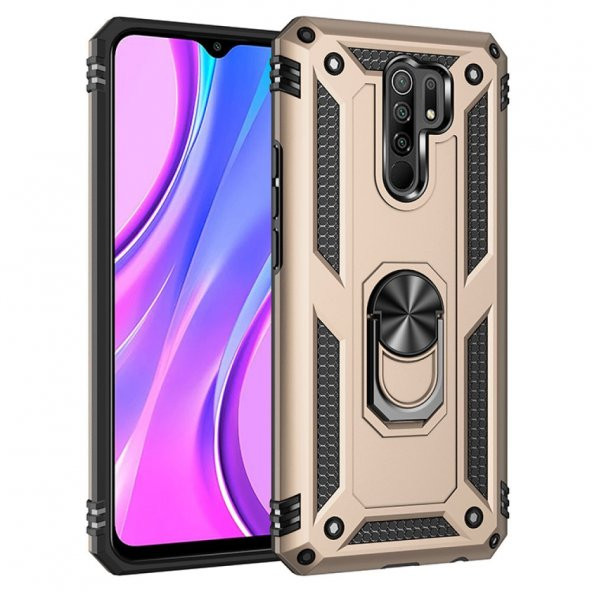 Xiaomi Redmi 9 Kılıf Sofya Yüzüklü Standlı Korumalı Kılıf - 5
