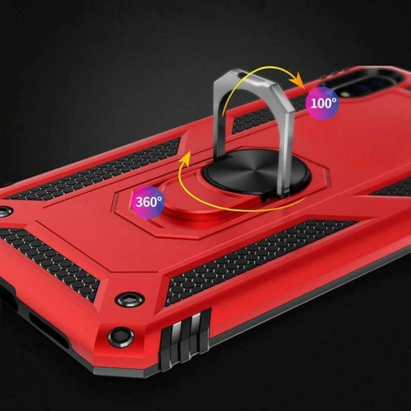 Xiaomi Redmi 8 Kılıf Sofya Yüzüklü Standlı Korumalı Kılıf - 3