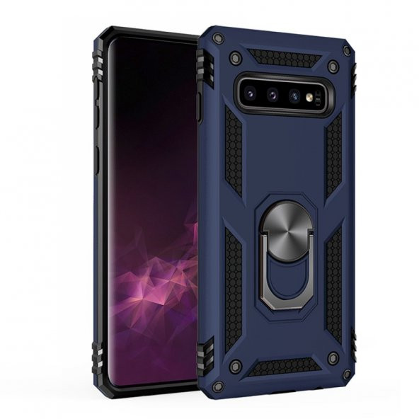 Samsung Galaxy S10 Plus Kılıf Sofya Yüzüklü Standlı Silikon Kılıf