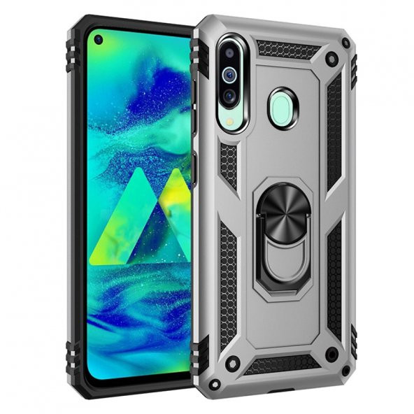 Samsung Galaxy M40 Kılıf Sofya Yüzüklü Standlı Korumalı Kılıf - 6