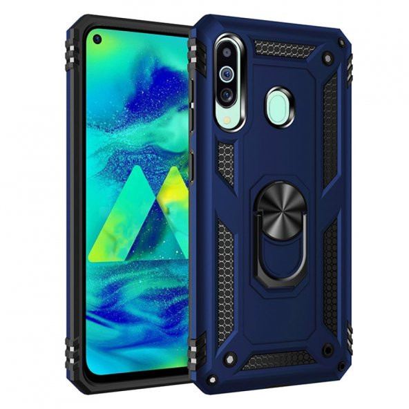 Samsung Galaxy M40 Kılıf Sofya Yüzüklü Standlı Korumalı Kılıf - 8