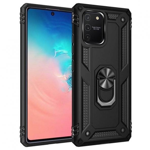 Samsung Galaxy A91 Kılıf Sofya Yüzüklü Standlı Korumalı Kılıf - 9