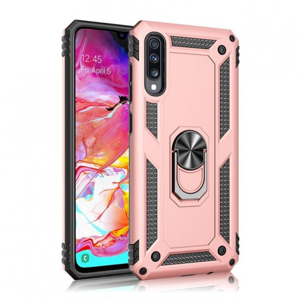 Samsung Galaxy A70 Kılıf Sofya Yüzüklü Standlı Korumalı Kılıf - 9