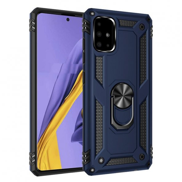 Samsung Galaxy A51 Kılıf Sofya Yüzüklü Standlı Korumalı Kılıf - 8