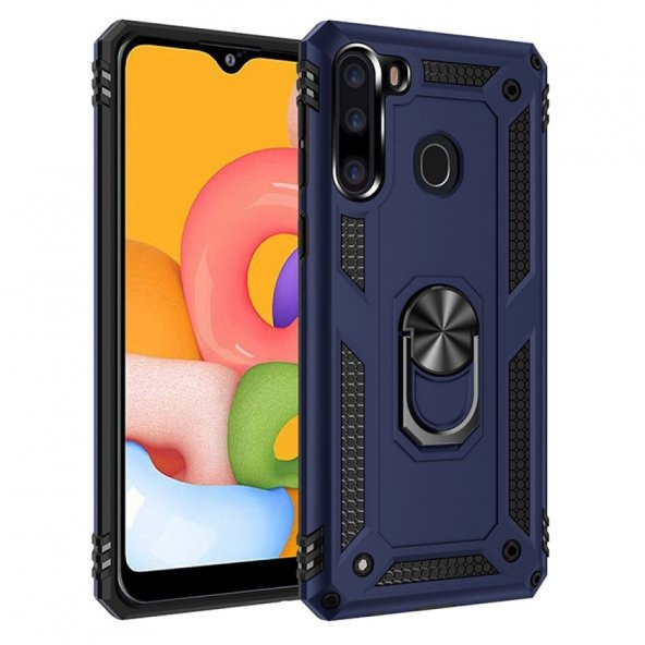 Samsung Galaxy A21 Kılıf Sofya Yüzüklü Standlı Korumalı Kılıf