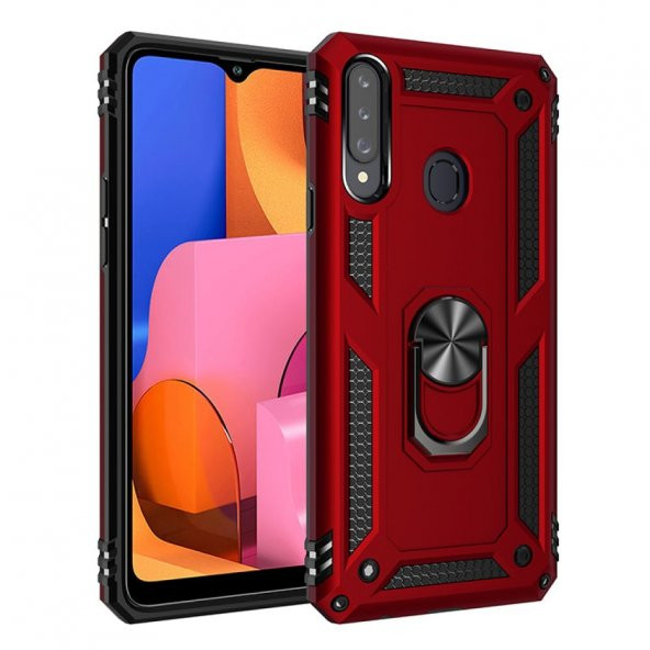 Samsung Galaxy A20S Kılıf Sofya Yüzüklü Standlı Korumalı Kılıf