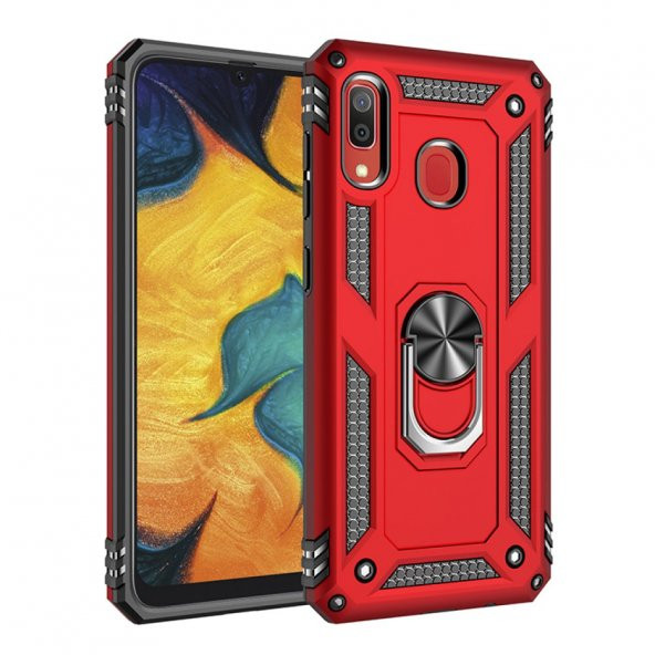 Samsung Galaxy A20 Kılıf Sofya Yüzüklü Standlı Silikon Kılıf - 6