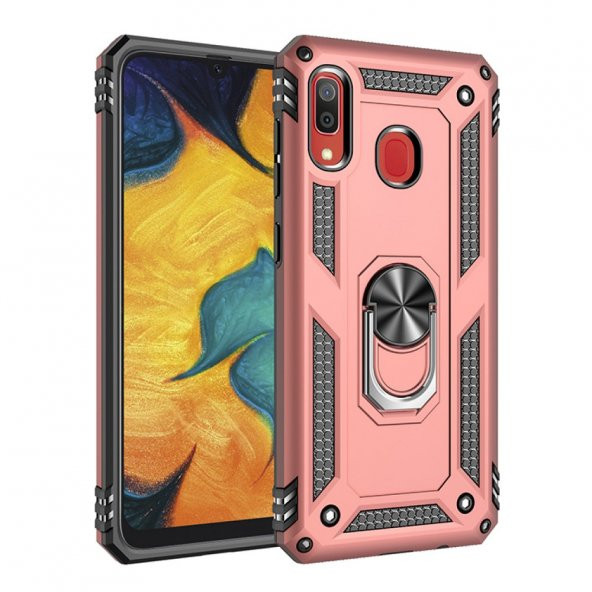 Samsung Galaxy A20 Kılıf Sofya Yüzüklü Standlı Silikon Kılıf - 8