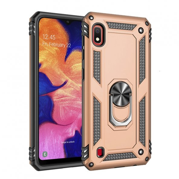 Samsung Galaxy A10 Kılıf Sofya Yüzüklü Standlı Silikon Kılıf - 5