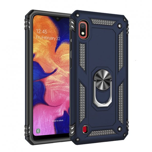 Samsung Galaxy A10 Kılıf Sofya Yüzüklü Standlı Silikon Kılıf - 7