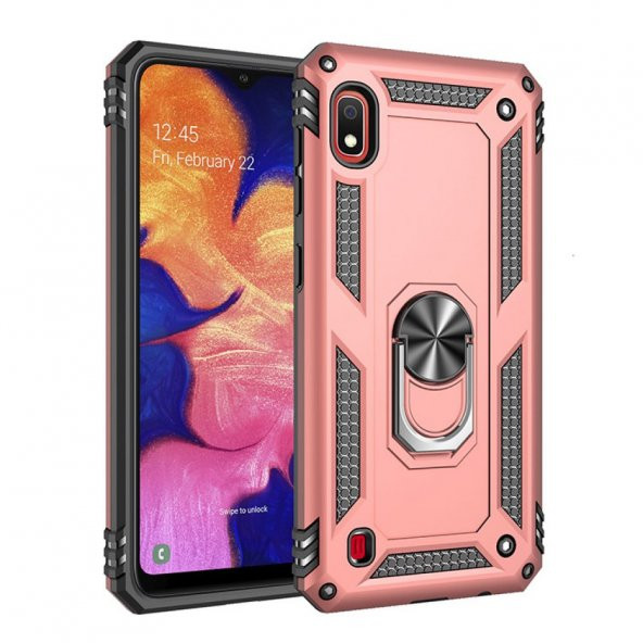Samsung Galaxy A10 Kılıf Sofya Yüzüklü Standlı Silikon Kılıf - 8