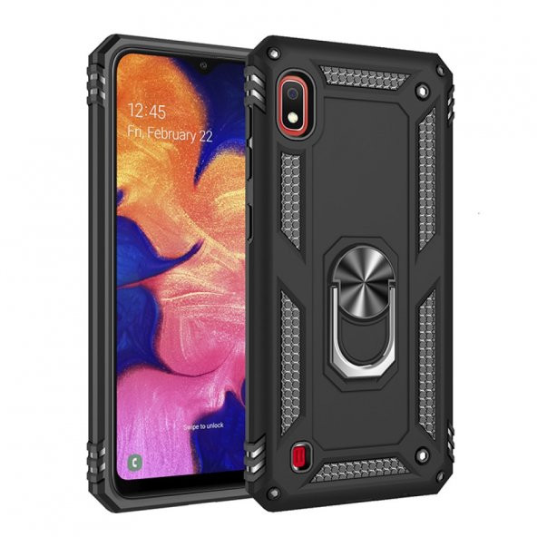 Samsung Galaxy A10 Kılıf Sofya Yüzüklü Standlı Silikon Kılıf - 9