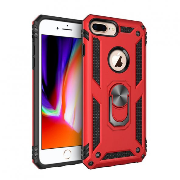 iPhone 7 Plus Kılıf Sofya Yüzüklü Standlı Silikon Kılıf - 2