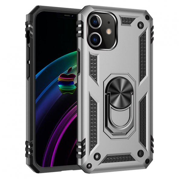 iPhone 12 Mini Kılıf Sofya Yüzüklü Standlı Silikon Kılıf - 2