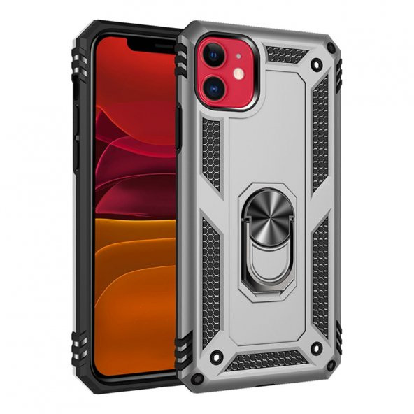 iPhone 11 Kılıf Sofya Yüzüklü Standlı Silikon Kılıf - 7