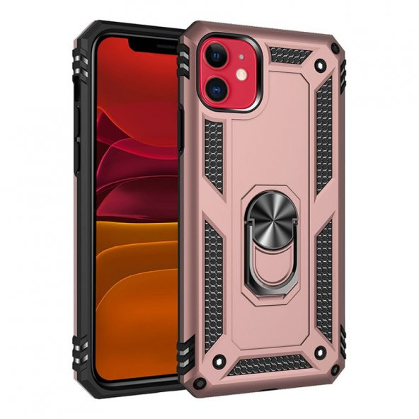 iPhone 11 Kılıf Sofya Yüzüklü Standlı Silikon Kılıf - 9