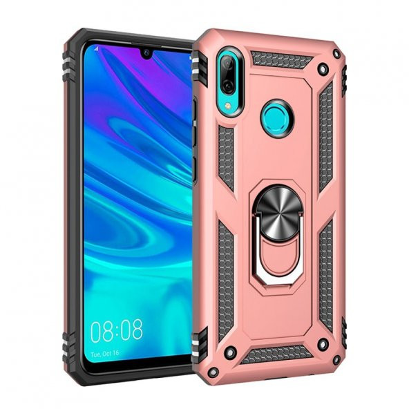 Huawei P Smart 2019 Kılıf Sofya Yüzüklü Standlı Korumalı Kılıf - 8