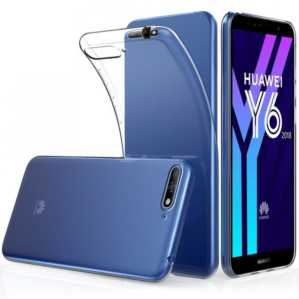 Huawei Y6 2018 Kılıf Lüx Kamera Korumalı Şeffaf Silikon Kılıf - 1