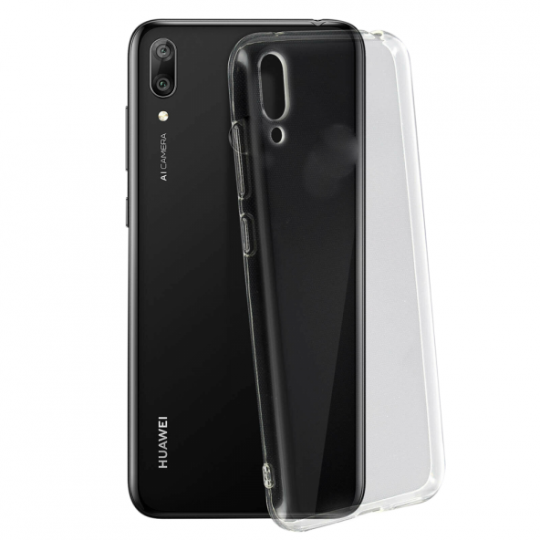 Huawei Y7 2019 Kılıf Lüx Kamera Korumalı Şeffaf Silikon Kılıf - Resim 2
