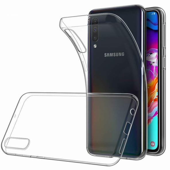 Samsung Galaxy A70 Kılıf Lüx Kamera Korumalı Şeffaf Silikon Kılıf